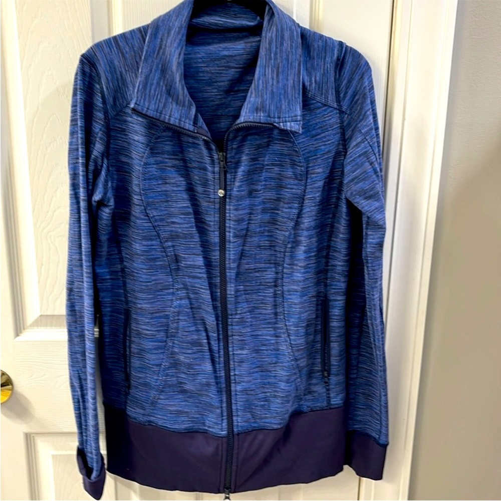 Lululemon In Stride jacket blue space-dye print zip-up hoodie 8 Medium